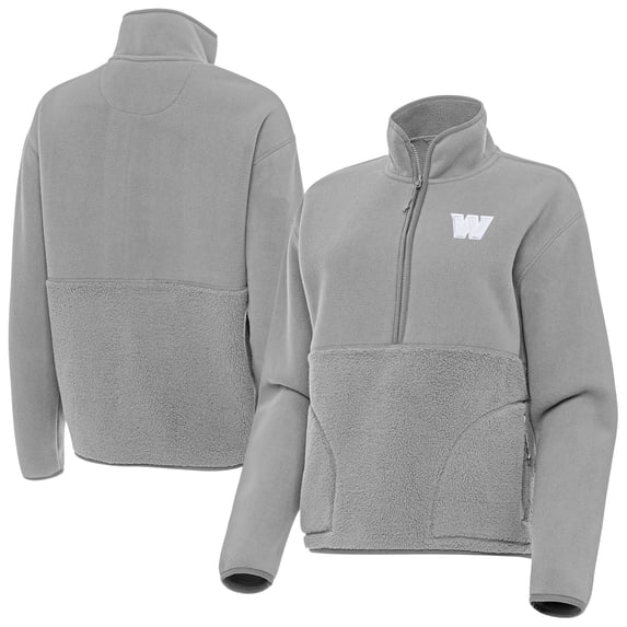 Women's Antigua Gray Washington Commanders Figure Half-Zip Sweatshirt