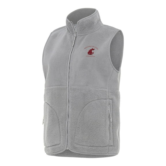 Women's Antigua  Gray Washington State Cougars Nostalgic Full-Zip Vest