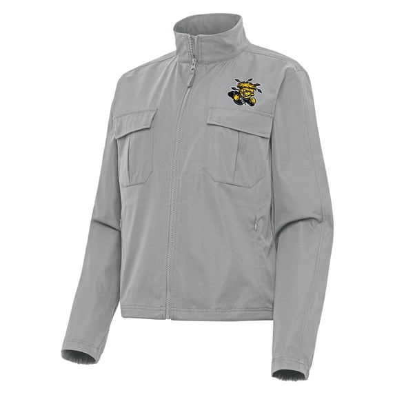 Women's Antigua Gray Wichita State Shockers Even Par Full-Zip Jacket