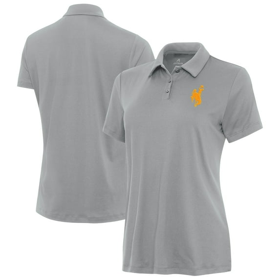 Women's Antigua Gray Wyoming Cowboys Reprocess Polo