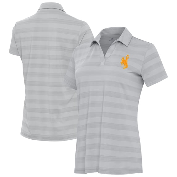 Women's Antigua Gray Wyoming Cowboys Tunnel Polo