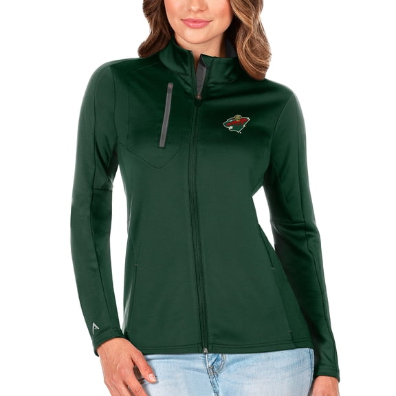 Women's Antigua Green/Charcoal Minnesota Wild Generation Full-Zip Pullover Jacket