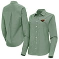 thumbnail image 1 of Women's Antigua Green Minnesota Wild Porter Woven Tri-Blend Long Sleeve Button-Up Shirt, 1 of 3