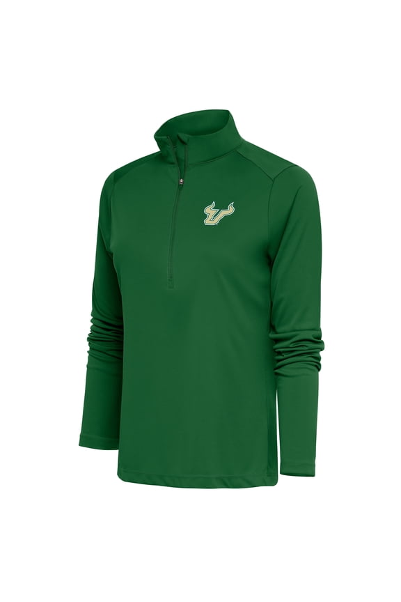 Women's Antigua Green South Florida Bulls Tribute Half-Zip Top