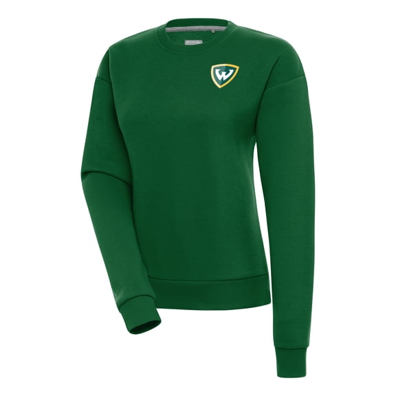 Women's Antigua Green Wayne State Warriors Victory Pullover Sweatshirt
