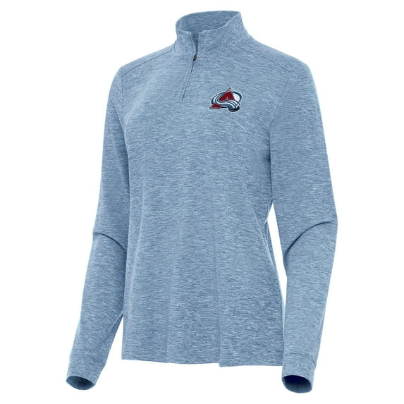Women's Antigua  Heather Aqua Colorado Avalanche Mentor Quarter-Zip Mock Long Sleeve Top