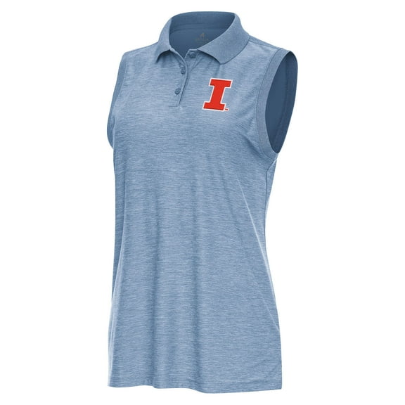 Women's Antigua  Heather Aqua Illinois Fighting Illini Recap Sleeveless Polo