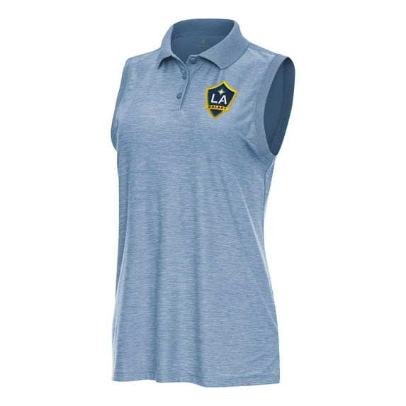 Women's Antigua Heather Aqua LA Galaxy Recap Sleeveless Polo