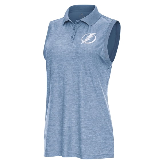 Women's Antigua Heather Aqua Tampa Bay Lightning Recap Sleeveless Polo