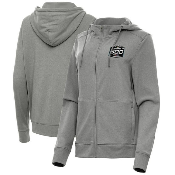 Women's Antigua Heather Black 2026 Daytona 500 Seeker Full-Zip Hoodie Jacket