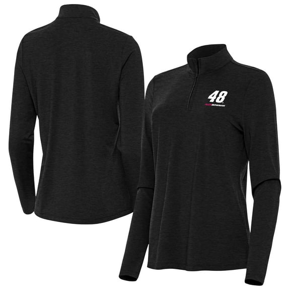 Women's-Antigua  Heather Black Alex Bowman Bright Quarter-Zip Top