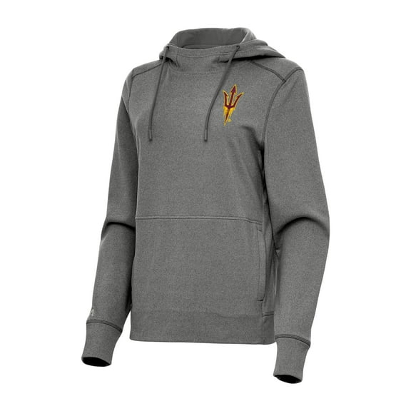 Women's Antigua Heather Black Arizona State Sun Devils Justice Pullover Hoodie