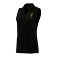 thumbnail image 1 of Women's Antigua Heather Black Arizona State Sun Devils Layout Sleeveless V-Neck Polo, 1 of 1