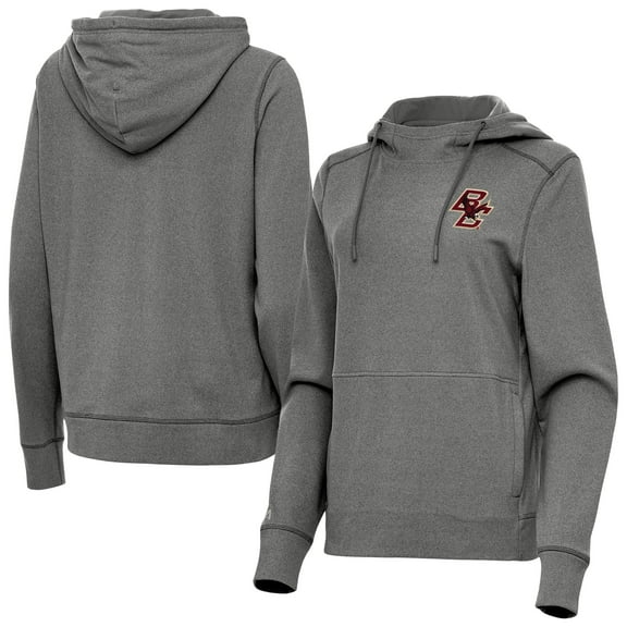 Women's Antigua  Heather Black Boston College Eagles Justice Pullover Hoodie