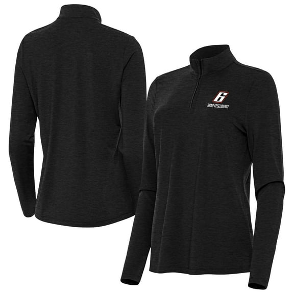 Women's-Antigua Heather Black Brad Keselowski Bright Quarter-Zip Top