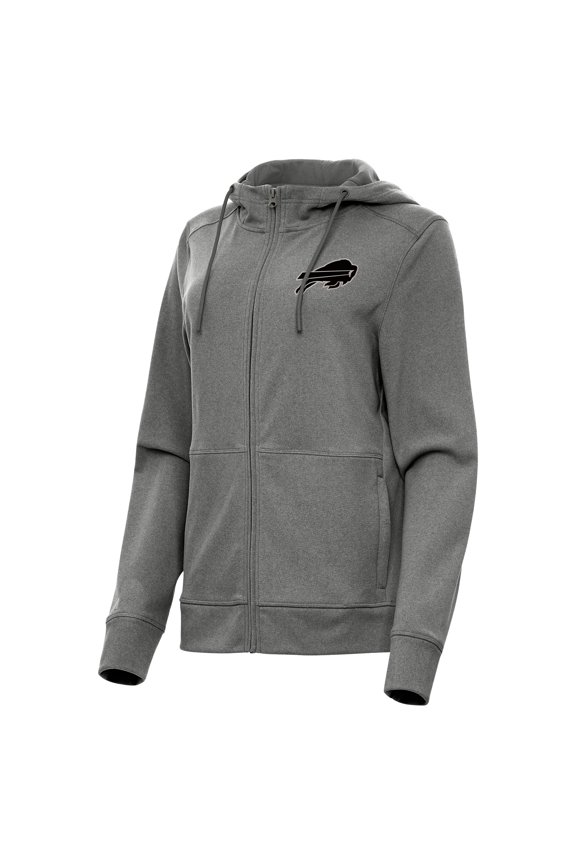 Women's Antigua Heather Black Buffalo Bills Seeker Full-Zip Hoodie Jacket