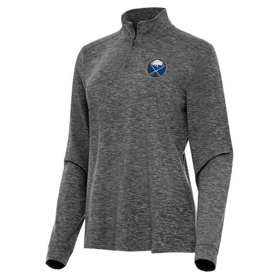 Women's Antigua Heather Black Buffalo Sabres Mentor Quarter-Zip Mock Long Sleeve Top