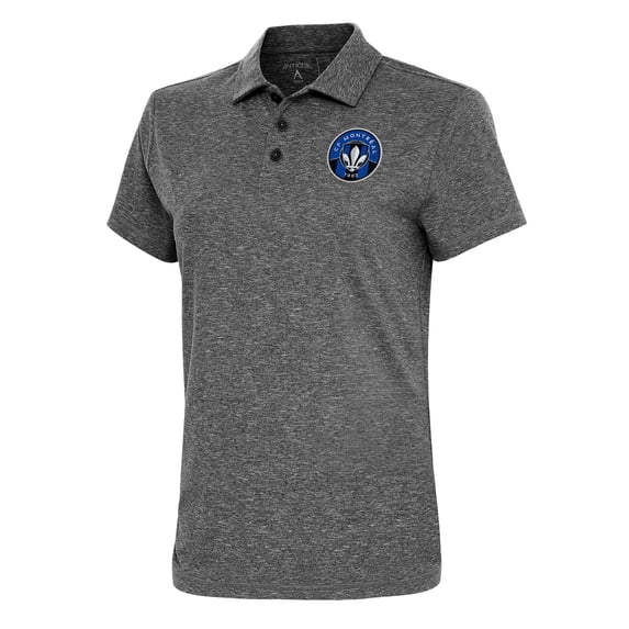Women's Antigua Heather Black CF Montreal Motivated Polo