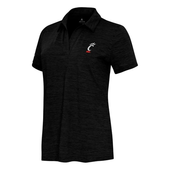 Women's  Antigua Heather Black Cincinnati Bearcats Layout V-Neck Polo