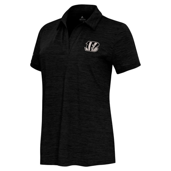 Women's Antigua  Heather Black Cincinnati Bengals Layout V-Neck Polo
