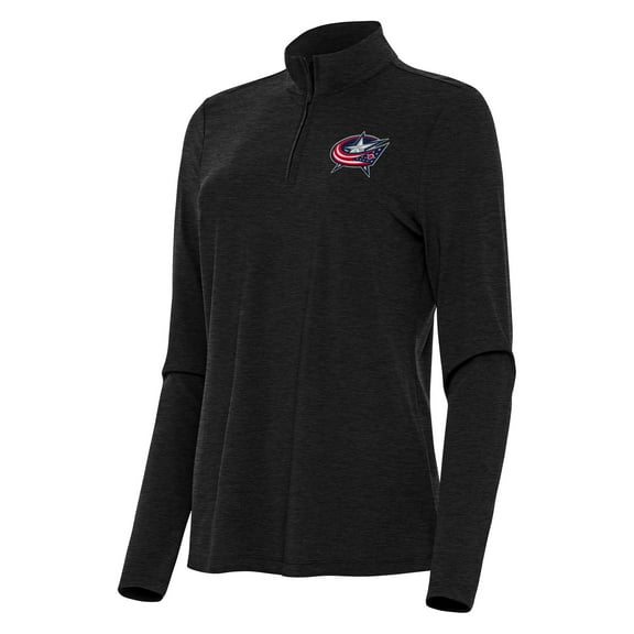 Women's Antigua  Heather Black Columbus Blue Jackets Bright Quarter-Zip Top