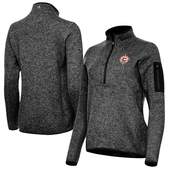 Women's Antigua Heather Black Connecticut Sun Fortune Half-Zip Pullover Jacket