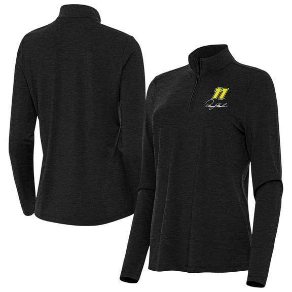 Women's-Antigua  Heather Black Denny Hamlin Bright Quarter-Zip Top