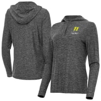 Women's-Antigua  Heather Black Denny Hamlin Daybreak Quarter-Zip Pullover Hoodie