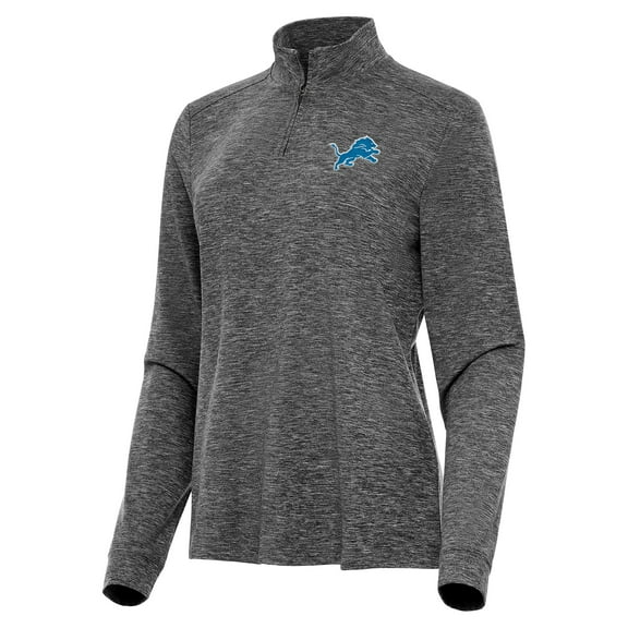 Women's Antigua  Heather Black Detroit Lions Mentor Quarter-Zip Jacket