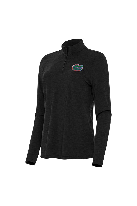 Women's Antigua Heather Black Florida Gators Bright Quarter-Zip Top