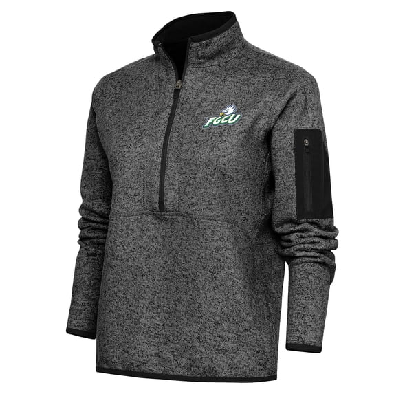Women's Antigua Heather Black Florida Gulf Coast Eagles Fortune Half-Zip Pullover Top