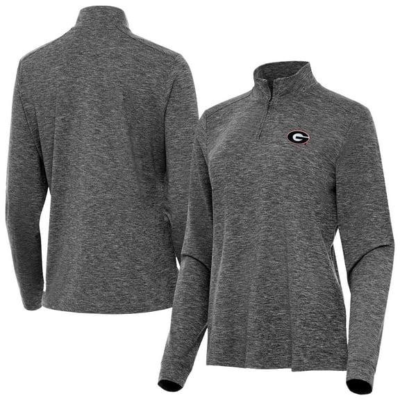 Women's Antigua  Heather Black Georgia Bulldogs Mentor Quarter-Zip Top