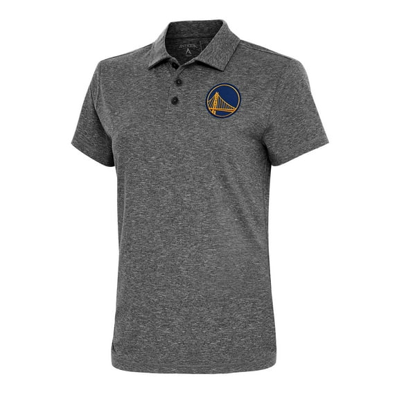 Women's Antigua Heather Black Golden State Warriors Motivated Polo