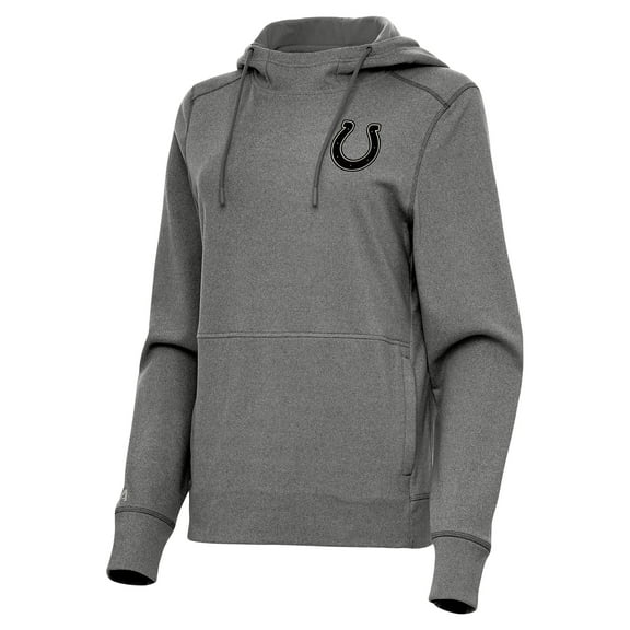 Women's Antigua Heather Black Indianapolis Colts Justice Pullover Hoodie