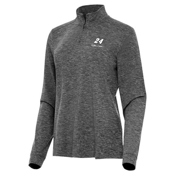 Women's Antigua  Heather Black Jeff Gordon Mentor Quarter-Zip Jacket