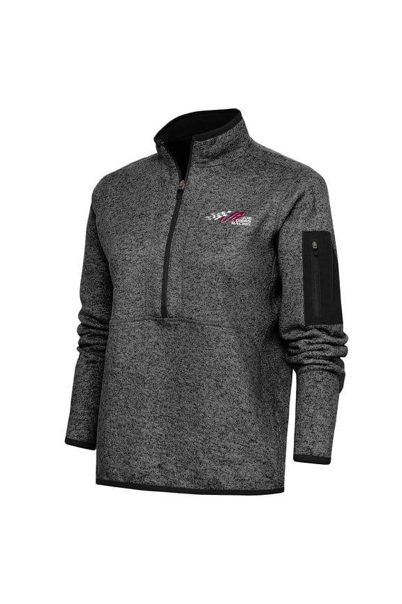 Women's Antigua Heather Black Joe Gibbs Racing Fortune Half-Zip Pullover Sweater