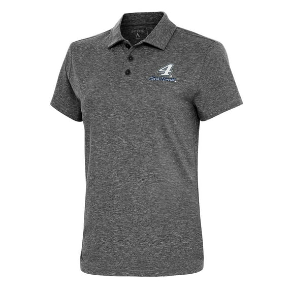 Women's Antigua Heather Black Kevin Harvick Motivated Polo