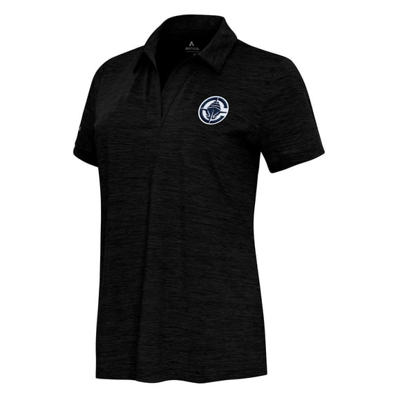 Women's Antigua Heather Black LA Clippers Layout V-Neck Polo