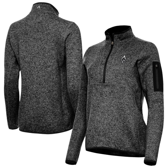 Women's Antigua Heather Black Las Vegas Aces Fortune Half-Zip Pullover Jacket