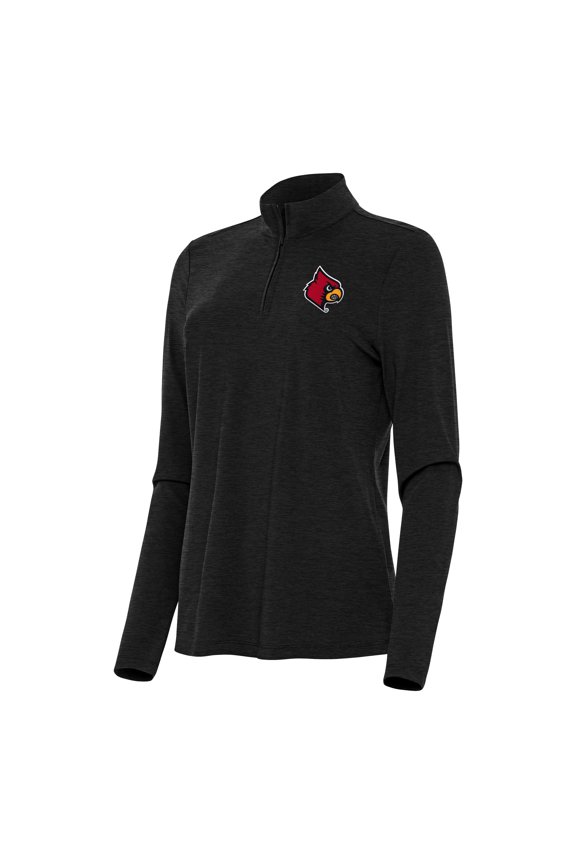 Women's Antigua  Heather Black Louisville Cardinals Bright Quarter-Zip Top