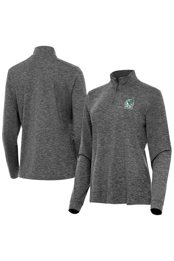 Women's Antigua Heather Black Mexico National Team Master Quarter-Zip Pullover