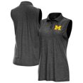 thumbnail image 1 of Women's Antigua  Heather Black Michigan Wolverines Recap Sleeveless Polo, 1 of 3