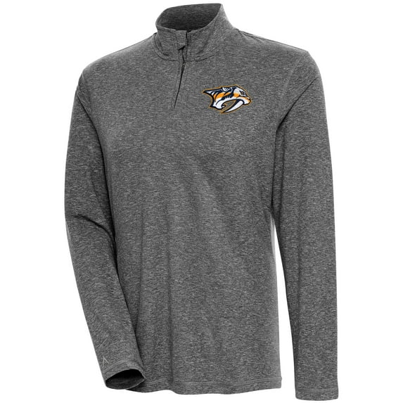 Women's Antigua Heather Black Nashville Predators Confront Quarter-Zip Pullover Top