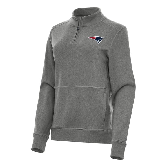 Women's Antigua  Heather Black New England Patriots Crush Quarter-Zip Jacket
