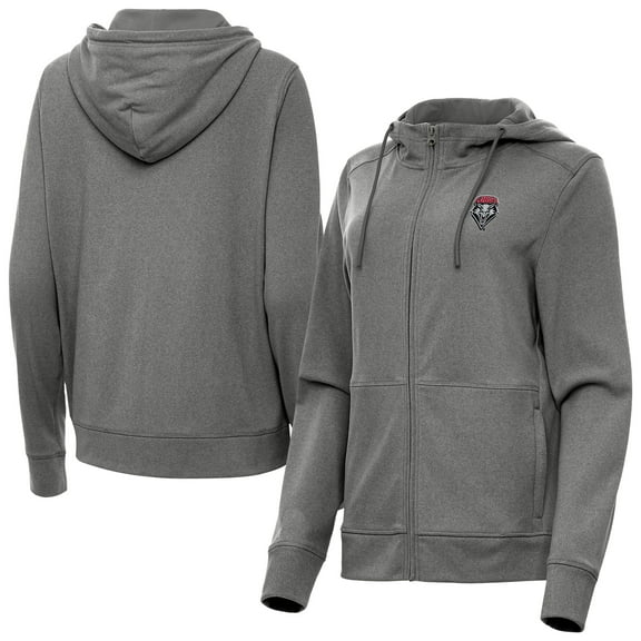 Women's Antigua Heather Black New Mexico Lobos Seeker Full-Zip Hoodie Jacket