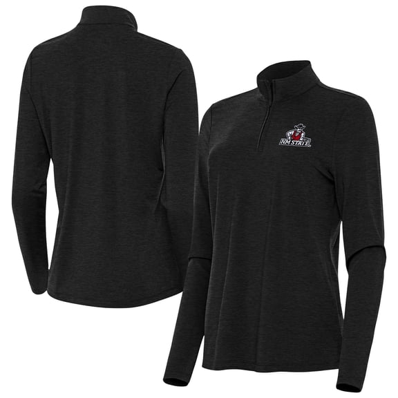 Women's Antigua Heather Black New Mexico State Aggies Bright Quarter-Zip Top
