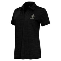 Women's Antigua  Heather Black New Orleans Saints Layout V-Neck Polo