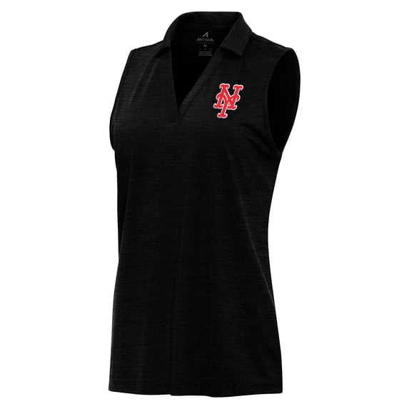 Women's Antigua Heather Black New York Mets Layout Sleeveless Polo