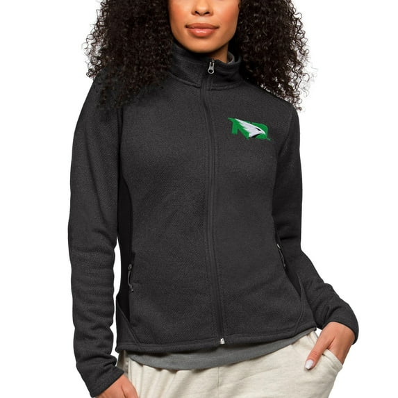 Women's Antigua Heather Black North Dakota Course Full-Zip Jacket