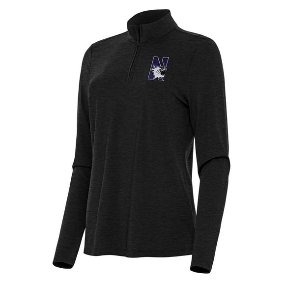 Women's Antigua  Heather Black Northwestern Wildcats Bright Quarter-Zip Top